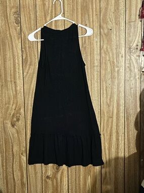 Black Sleeveless Ruffle-Hem Dress